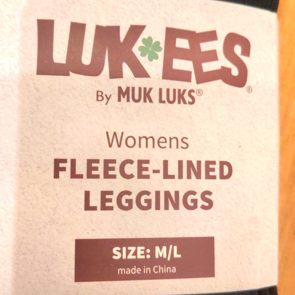 NWT Black LUK🍀EES by Muk LUKS Fleece-Lined Leggings, Size M/L - Picture 4 of 5